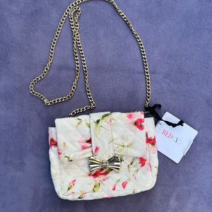 Red Valentino bow flap crossbody bag floral